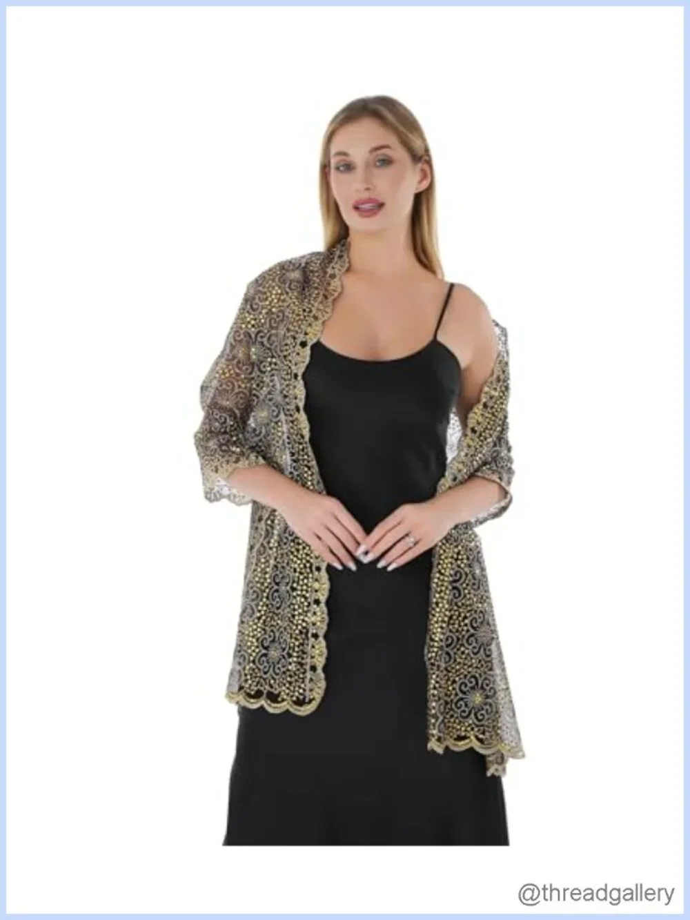 Sequin Chiffon Evening Shawl Wrap with Fringe, Formal Wedding Cover